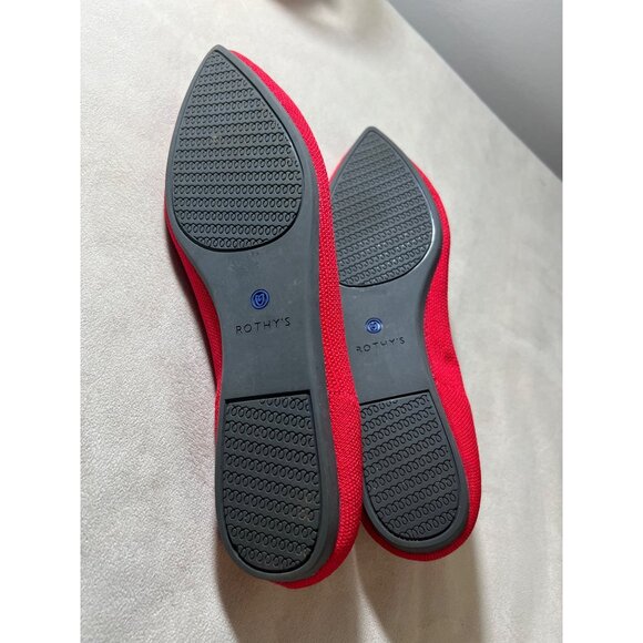 Rothys Red Pointed Toe Flats Size W10.5 EU41 Eco-Knit Washable Sustainable Women - Picture 7 of 7